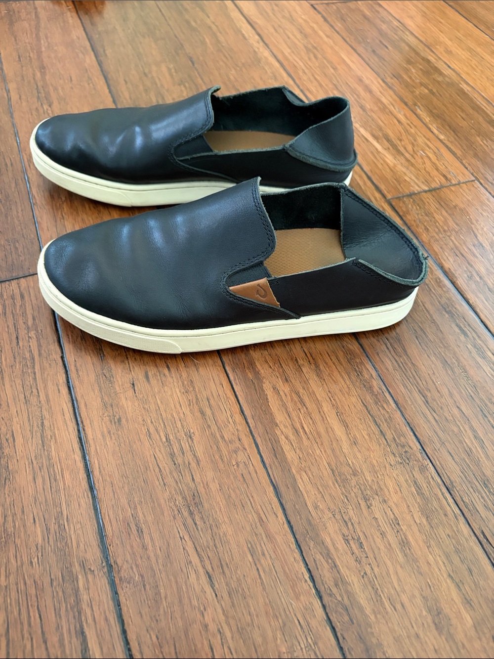 Olukai Women’s Slip-On Leather Sneakers - Black